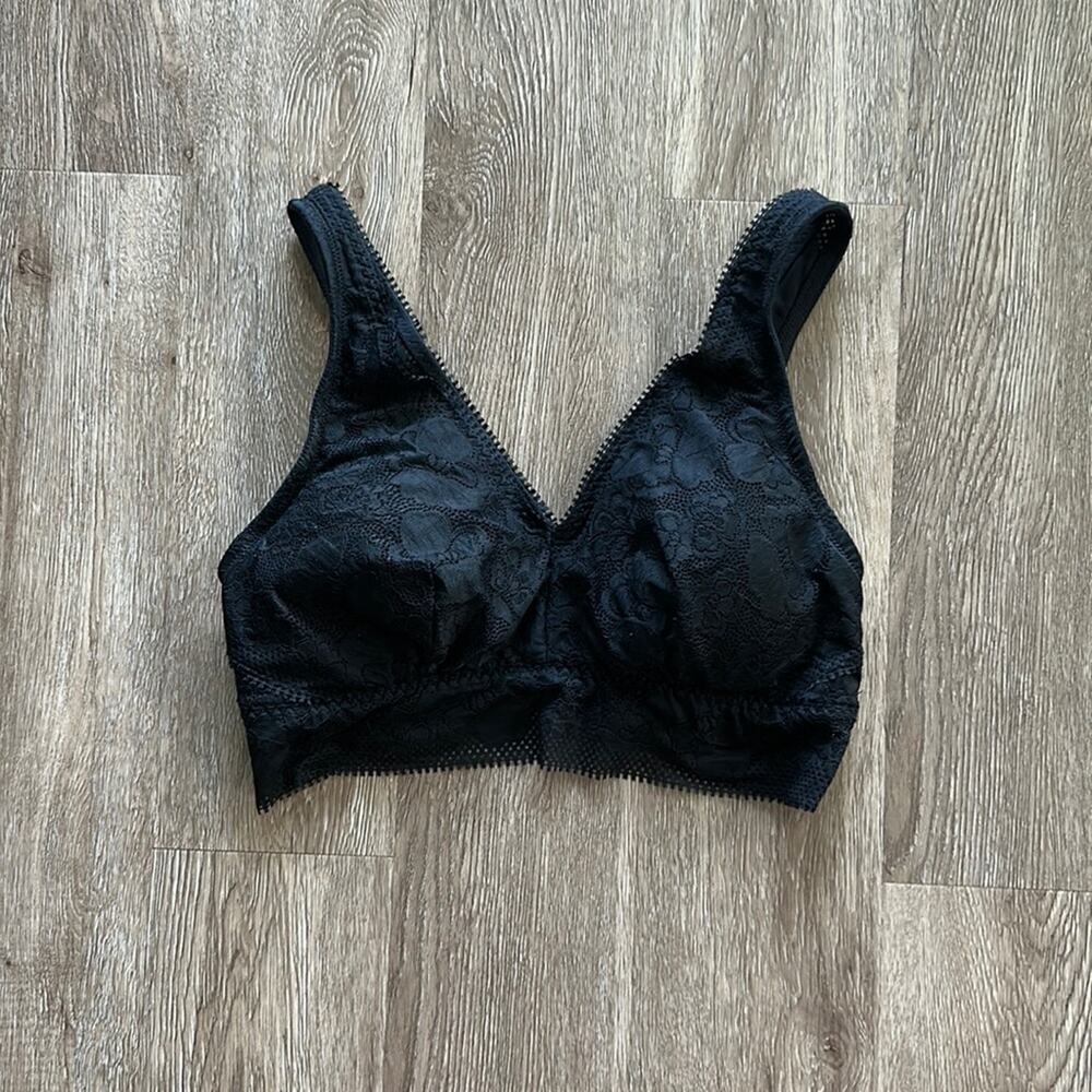 Aerie Longline Lace Bralette Black XL V-Neck
